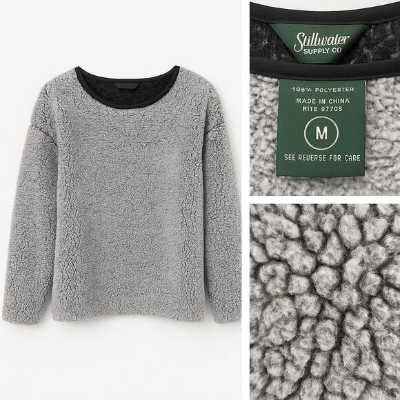 Stillwater Supply Co Gray Sherpa Fleece Pullover Women’s Size M Cozy Soft Top - Picture 1 of 6